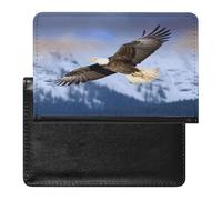 Bald Eagle Flying Passport Holder with Card Slots Portable Passport Cover Compact Waterproof Passports Protector