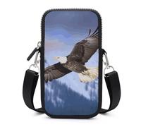Bald Eagle Flying Phone Bag Lightweight Neoprene Cell Phone Purse Small Crossbody Bag with Adjustable Strap