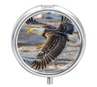Bald Eagle Flying Pill Box Waterproof Portable Medicine Pill Case Moisture Proof Metal Travel Pill Box with 3 Compartment Medicine Case