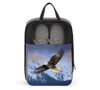 Bald Eagle Flying Shoe Bag Travel Shoe Organizer Water-Resistant Shoe Pouch with Zipper Sneaker Dust Bag, gray, One Size, Modern