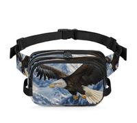 Bald Eagle Flying Waist Bag Multifunction Pack for Travel Sport Running Fanny Pack Bumbag Pouch Purse Belt Bag for Women Men Kids Girls Boys