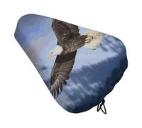 Bald Eagle Flying Waterproof Bike Seat Cushion with Drawstring for Women Men Soft Padded Bicycle Seat Cover for Comfort Wide Road Bike Saddles Universal Fit for Mountain Exercise