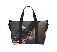 Bald Eagle Flying with US Flag Print Travel Duffel Bag, Lightweight Water-Resistant Weekender Spacious Gym & Travel Bag for Men, Women & Teens