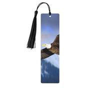 Bald Eagle Flying Wooden Bookmarks 5pcs with Black Tassels Handmade Double-Sided Printed Book Marks Page Markers Book Accessories Gift for Book Lovers Women Men