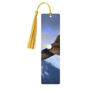 Bald Eagle Flying Wooden Bookmarks 5pcs with Gold Tassels Handmade Double-Sided Printed Book Marks Page Markers Book Accessories Gift for Book Lovers Women Men