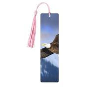 Bald Eagle Flying Wooden Bookmarks 5pcs with Pink Tassels Handmade Double-Sided Printed Book Marks Page Markers Book Accessories Gift for Book Lovers Women Men