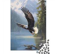 Bald Eagle Forest Lake 1000 Piece Jigsaw Puzzle Paper for Adults Nature Scene Relaxation 52x38cm/1000pcs