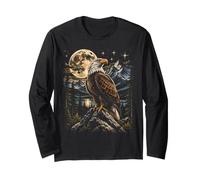 Bald Eagle Full Moon Wilderness Mountain Wildlife Art Long Sleeve T-Shirt