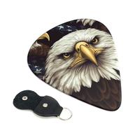 Bald Eagle Guitar Picks 6 Pack with Leather Guitar Pick Holder Keychain, Plectrum Key Fob Cases Bag, Abstract Art Plectrum for Acoustic Electric Guitar, Ukulele 0.46mm