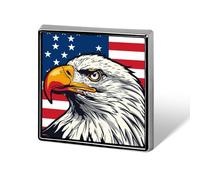 Bald Eagle Head on US Flag Unisex Brooches & Pins Square Lightweight Lapel Badge Jewelry for Clothing Shawl Hat