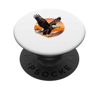 Bald Eagle Illustration with Sunset Scene PopSockets Adhesive PopGrip