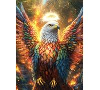 Bald Eagle in Fiery Garden 500 Piece Jigsaw Puzzle for Adults Mitos Animal Planta Jigsaw Post Work Relaxation Tool Challenging Fun for Friends Family Home Decor 500 PCS