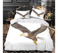 Bald eagle in flight 3D Print Duvet Cover 3pc Premium Microfibre Easy Care Soft Wild bird illustration Quilt Cover 2 Pillowcases Concealed Zipper Bedding Set Couples & Families Single (135x200cm)