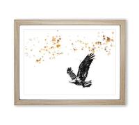 Bald Eagle In Flight In Abstract Modern Art Framed Wall Art Print, Ready to Hang Picture for Living Room Bedroom Home Office Décor, Oak A2 (64 x 46 cm)