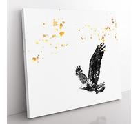 Bald Eagle in Flight in Abstract Modern Canvas Wall Art Print Ready to Hang, Framed Picture for Living Room Bedroom Home Office Décor, 35x35 cm (14x14 Inch)