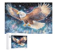 Bald Eagle in Snowy Forest Landscape 1000 Piece Jigsaw Puzzle for Teens 14+ After-school Activity Logic Skill Development Gift for Learning 1000 PCS