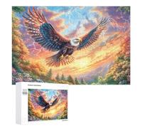 Bald Eagle in Stormy Sky with Flowers 1000 Piece Jigsaw Puzzle for Adults Indoor Brain Workout Logical Mastery Gift for Challenge Lovers 1000 PCS