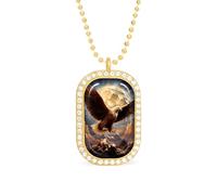Bald Eagle In The Moon Funny Pendant Necklace for Women Personalized Fashion Jewelry Diamond Necklaces for Wedding Birthday Gold Silver