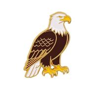 Bald Eagle Lapel Pin, Enamel Bird Brooch, Gold Tone, Comes in Gift Box