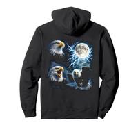 Bald Eagle Moon Lightning Vintage Wildlife Art Design Pullover Hoodie