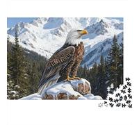 Bald Eagle Mountain 1000 Pieces Bald Eagle Snow Recycled Cardboard Puzzle for Rainy Day Indoor Activity Family Game Night Senior Citizens Senior Centre Activity Gift 70x50cm/1000pcs