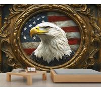 Bald Eagle Mural Bald Eagle Wallpaper Classical American Flag Wall Mural HD Art Decor Photo Living Room Sofa TV Background Personalized Poster (Non-self-Adhesive)