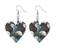 Bald Eagle Novelty Women's Dangle Earrings Fashion Printed Wood Earring Drop Pendants Jewelry