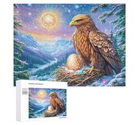 Bald Eagle on Nest with Golden Egg in Snow 500 Piece Jigsaw Puzzle for Adults Office Desk Break Mental Focus Gift for Workday 500 PCS
