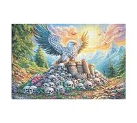 Bald Eagle on Skull Pile with Castle 1000-piece Jigsaw Puzzle Set Family Puzzle Lovers Brain Training Indoor Game Family Game Night Summer Gift Durable Board 1000 PCS
