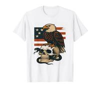 Bald Eagle on Skull with Black Snake and American Flag T-Shirt