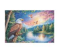 Bald Eagle on Tree Under Moonlight 1000 Pcs Jigsaw Puzzles Puzzles for Adults Teens Fun Family Game Team Building Stress Reducing Autumn Durable Cardboard 1000 PCS