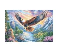 Bald Eagle over Canyon River And Mountains 1000 Piece Count Premium Jigsaw Puzzle Teen Fans 14-18 Yrs Ultra Difficult Leisure Adventure Valentines Eco Friendly Creativity & Gift Giving 1000 PCS