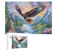 Bald Eagle over Canyon River And Mountains 300 Piece Jigsaw Puzzle for Family Indoor Cooperative Puzzle Mental Exercise Gift for Celebration 300 PCS