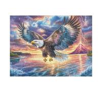 Bald Eagle over Erupting Volcano 500 Piece Jigsaw Puzzle for Adults Home Library Decor Intellectual Challenge Precision Cut for Intellectuals 500 PCS