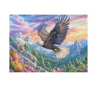 Bald Eagle Over Mount Rushmore at Sunset 500 Piece Jigsaw Puzzle for Adults Jigsaw Morning Leisure Activity Vibrant Brainteaser Perfect Holiday Present Home Decor Accent 500 PCS