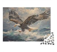 Bald Eagle Over Ocean 1000 Piece Jigsaw Puzzle for Adults Paper Night Sea View Home Decor Gift Relaxation 38x26cm/1000pcs