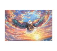 Bald Eagle over Ocean with Sunset 1000 Piece Jigsaw Puzzle for Adults Jigsaw Family Camping Activity Vibrant Whimsical Design Great Gift for Outdoor Lovers 1000 PCS