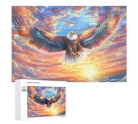 Bald Eagle over Ocean with Sunset 1000 Piece Jigsaw Puzzle for Seniors Indoor Puzzle Game Memory Support Gift for Appreciation 1000 PCS