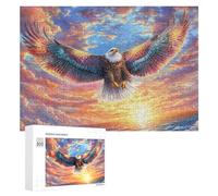 Bald Eagle over Ocean with Sunset 300 Piece Jigsaw Puzzle for Teens 14+ Weekend Activity Logical Reasoning Gift for Teenagers 300 PCS