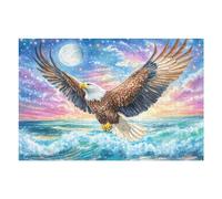 Bald Eagle Over Starry Ocean Waves 1000 Piece Jigsaw Puzzle for Adults Jigsaw Puzzle Lover Must Have Family Activity Colourful Design Ideal Birthday Present 1000 PCS