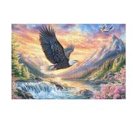 Bald Eagle over Waterfall with Snowy Peaks 1000 Piece Jigsaw Puzzle for Adults Jigsaw Afternoon Tea Companion Brainteaser Perfect Holiday Present Stylish Home Decor 1000 PCS