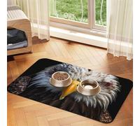Bald Eagle Pet Feeding Mat Absorbent Pu Leather Dog Cat Food Mats Contain Spills Protects Floors, Anti-Slip Rubber Backing Dog Bowl Mats Easy Clean Pet Placemats 40x60cm