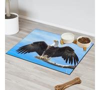 Bald Eagle Pet Feeding Mat for Cat Dog Water Bowl Food Mats Animal Eagle Pet Feeding Mats Absorbent Nti-Slip Contain Spills Protects Floors Placemat 43.1 x 76.2 cm