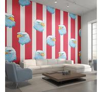 Bald Eagle Photo Wallpaper for Bedroom, Red White Stripe Wall Mural for Living Room, Red White Wallpaper 350x256 Nonwoven Wall Paper Home Decor W15
