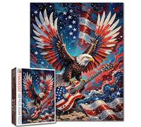 Bald Eagle Plays The Guitar Jigsaw Puzzles 1000 Pieces for Adults American Flag Art Jigsaw Puzzles for Challenging Family Games Colorful DIY Handwork Puzzle for Home Wall Decor Gifts 20x27 Inches
