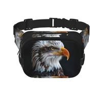 Bald eagle Print Men and Women Square Double Layer Waist Bag Workout Crossbody Travel Waist Bag, Black, One Size