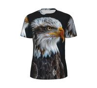 Bald Eagle Print Mens T Shirts Breathable Mesh Tops Moisture-Wicking Tops for Workout Running and Daily Wear Black