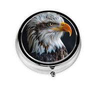 Bald Eagle Print Round Mini Medicine Storage Box Round Mini Pill Box,Portable Pill Box 3 Compartment