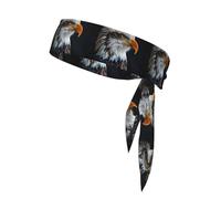 Bald Eagle Print Sports Headband, Adjustable Head Tie For Running, Tennis & Workouts, Soft Fit