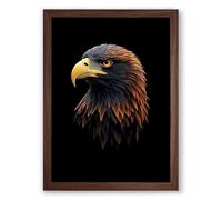 Bald Eagle Profile Modern Framed Wall Art Print A1 (84.1×59.4cm) Walnut, Wall Decor for Living Room, Bedroom, Office & Home, Ready to Hang, Art Gift
